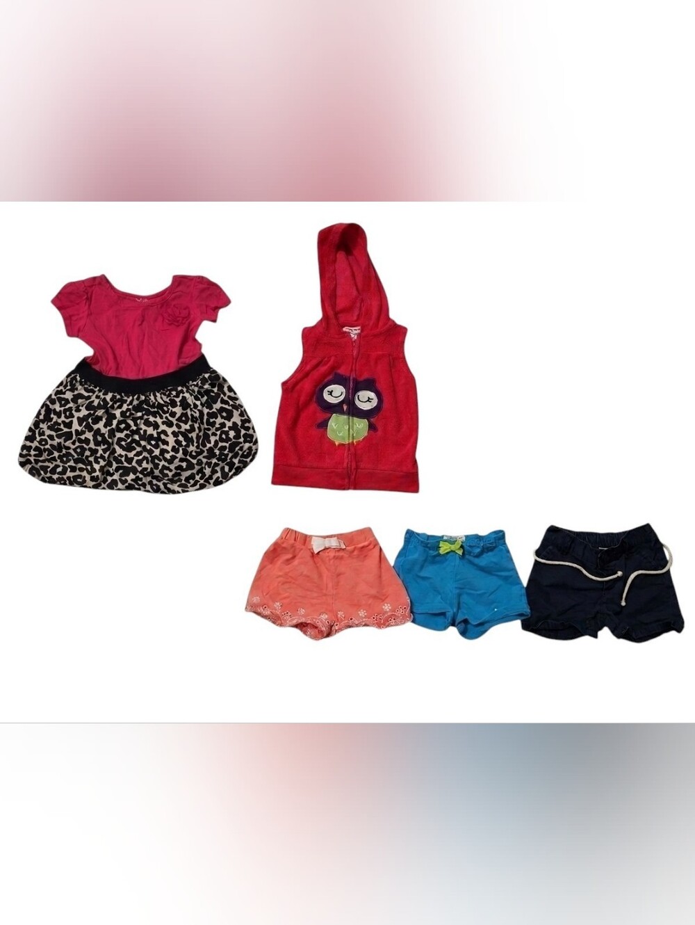 Baby Girl Clothing Lot 5pc Carters OshKosh Childrens Place Shorts Vest 18 24M